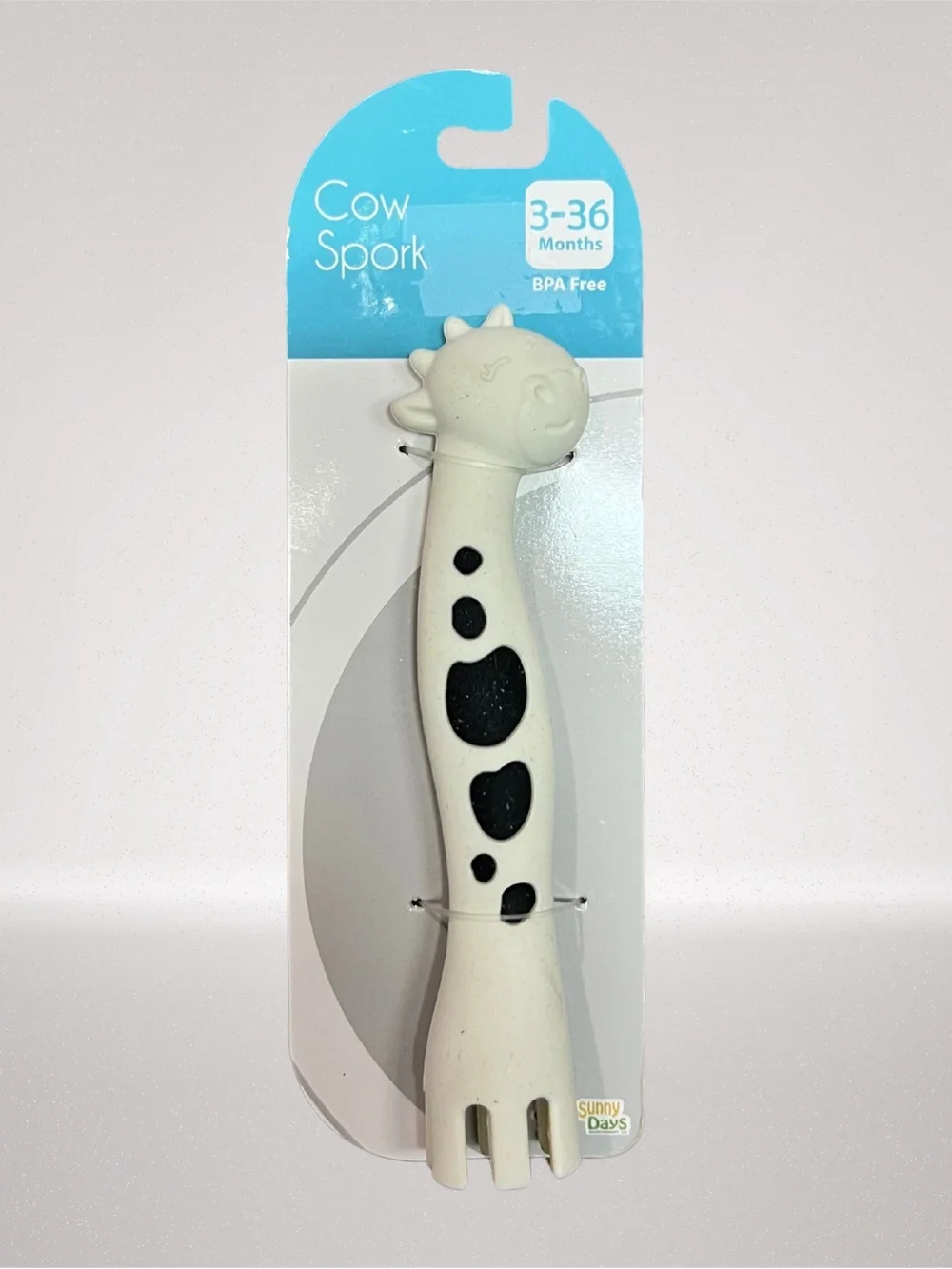 Sunny Days Cow Spork Baby Toddler Silicone Utensil 3-36 Months New